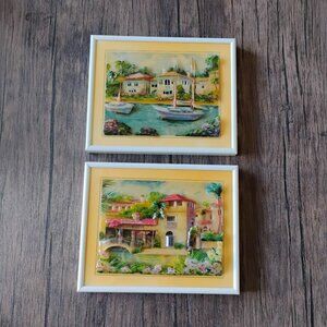 Jim Donna Wilson Wall Collage Art Coastal Florida Scenes 3D Acrylic Mixed Media